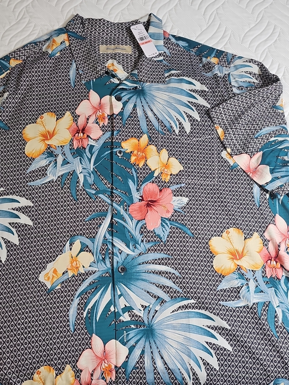 TOMMY BAHAMA 3XL NWTMen's Floral Button-Up Shirt - Teal Multi